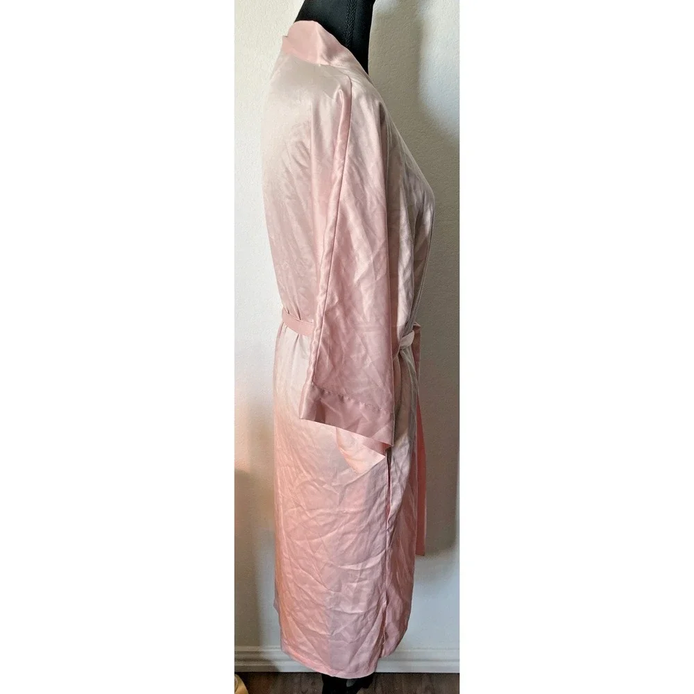 Victoria's Secret Pink Satin Robe XS/S Kimono Tie Waist Bridal Getting Ready